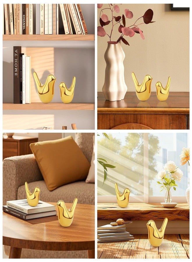 LAIDANLA Small Birds Statues Golden Modern Style Home Decor Birds Small Animal Sculpture for Living Room Office Desktop Shelf Coffee Table Bedroom（2pcs） - Image 5